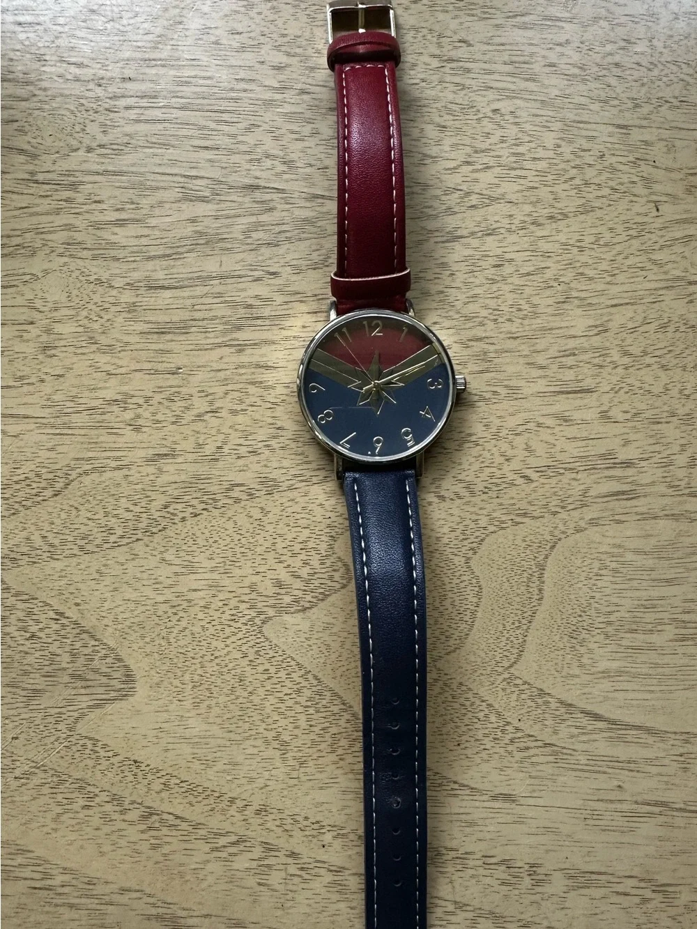 Marvel Captain Marvel Wristwatch Red & Blue Strap Accutime